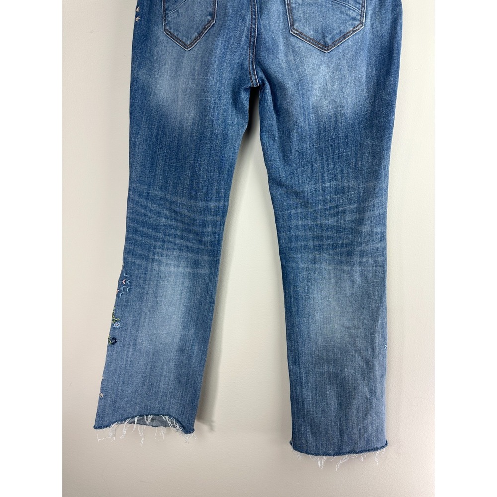 Driftwood Kelly Floral Embroidered Raw Hem Jeans Blue Women's Size 30 - Picture 13 of 14